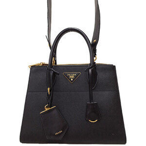Prada Paradigme 2way tote Crossbody bag Saffiano leather Black